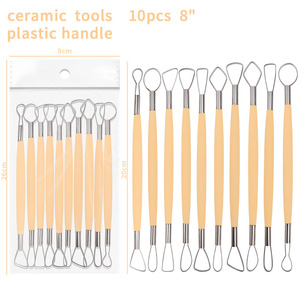 Kit de sculpture en <span class=keywords><strong>argile</strong></span> Keep Smiling, outils de sculpture à la cire à double extrémité, manche en plastique, outils de sculpture en céramique, outils de sculpture en <span class=keywords><strong>argile</strong></span>, fil plat - Product Image 1