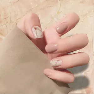 24pcs/box 3D Woman False Nail Press On Nails Full Cover Square Head Designs Short Artificial Fingernail Tips Nail Art Decoration
