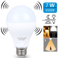 Ampoule LED intelligente 4W 7W AC A19 avec détection de mouvement par radar, culot E27/B22, en plastique, pour usage résidentiel, avec capteur marche/arrêt