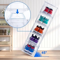 Boîtes de présentation de chaussures transparentes en PET, lot de 13, empilables, avec ouverture latérale magnétique, pour sneakers