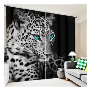 Rideaux occultants modernes en léopard, peinture 3D, en noir et blanc, rideaux de porte, de salon, prêt à poser, 5 $
