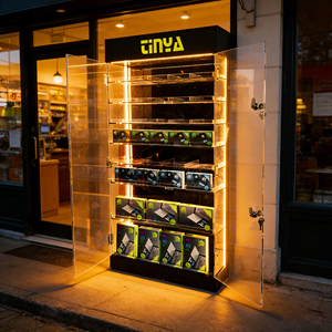 Présentoir de sol personnalisé TINYA en acrylique à plusieurs niveaux avec logo pour vêtements de sport, bandes de poignet et cheville, genouillères, et balances pour magasins de détail - Product Image 3