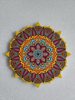 Sous-verres en relief style mandala, estampage doré, décoration de table, vente en gros d'usine