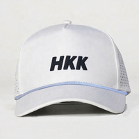 Casquette de baseball personnalisée de haute qualité, chapeaux de golf imperméables, casquette de camionneur perforée en tissu sergé de polyester, casquette en maille découpée au laser