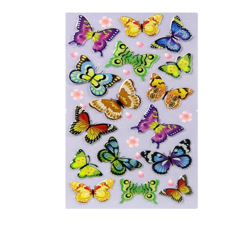 Kawaii Mignon Dessin Animé Personnalisé 3d mousse Gonflé Papillon Feuille D'autocollant Pour Les Enfants