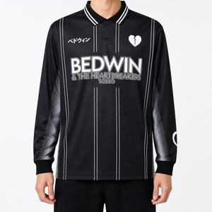 Maillots de football d'été à manches longues, logo brodé personnalisé, imprimé rayé, design rétro classique, 100% polyester respirant - Product Image 2