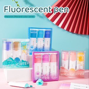 Dễ thương pastel phong cách xiên bàn chải tip <span class=keywords><strong>Highlighter</strong></span> bút nhựa đánh dấu cho các trường học sử dụng thiết lập bao bì - Product Image 2