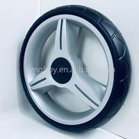 Roue de poussette pour animaux de compagnie Nobby de 10 pouces avec pneu en mousse EVA, jante à rayons en plastique, capacité de charge de 40 kg, dureté 60-65A