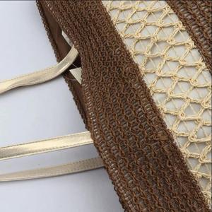 Bolso Tote de Paja con Diseño de Media Luna y Puntos, Estilo Bohemio para Mujer, Abierto, con Asa, Paneles Coloridos, Ecológico, de Poliéster - Product Image 4