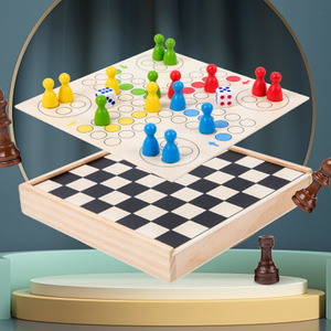 Juego de ajedrez de madera de tablero de dados de piezas <span class=keywords><strong>Ludo</strong></span> magnéticas plegables - Product Image 5