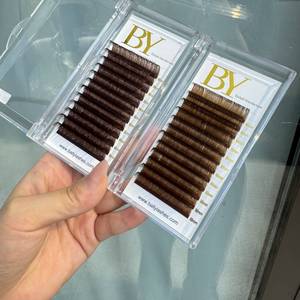 Nhà Máy Tùy Chỉnh Nhãn Hiệu Riêng Màu Nâu Đậm Lông Mi 0.03Mm J <span class=keywords><strong>B</strong></span> C <span class=keywords><strong>D</strong></span> <span class=keywords><strong>Lb</strong></span> Curl Màu Lash Mở Rộng Nâu Lash Mở Rộng Khay - Product Image 3