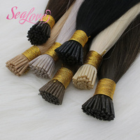 Vente en gros usine d'extensions de cheveux humains vierges 100% alignées sur les cuticules, 22" 24" I-tip, pour revendeurs
