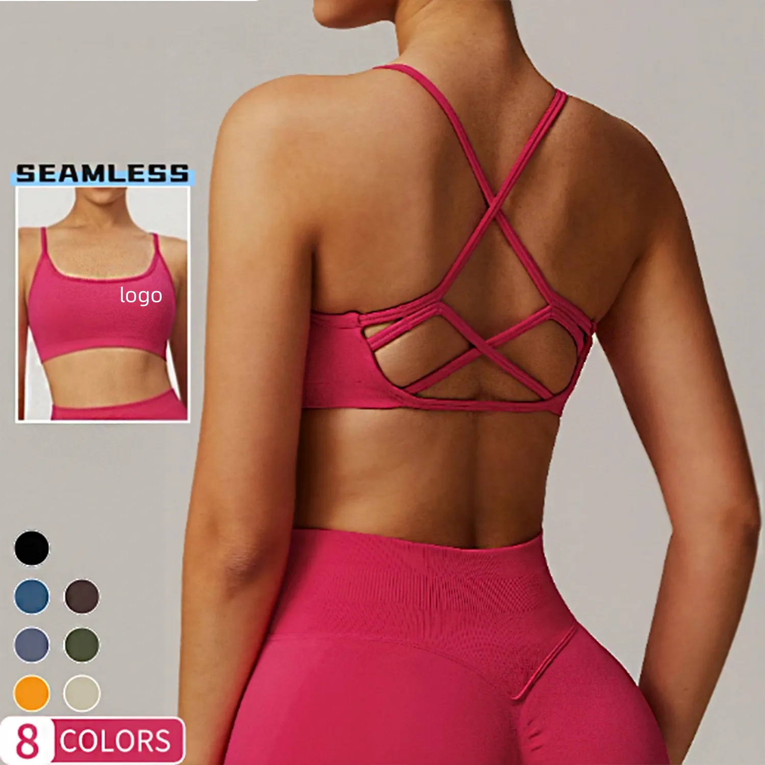 Workout Quick Dry Sleeveless Gym Fitness Top Seamless Sports Bra for Women Wear Hollow Out Cross Back Yoga Bras