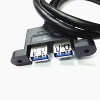 50cm Schwarzes USB 3.0 Stecker-zu-Buchse-Kabel mit 2 Steckern und Panelmontage USB-Verlängerungskabel