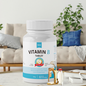 Comprimés de vitamine B fabriqués directement par l'usine OEM, toutes les vitamines B, y compris <span class=keywords><strong>B12</strong></span>, <span class=keywords><strong>B1</strong></span>, B2, <span class=keywords><strong>B6</strong></span>, pour l'énergie et un système immunitaire sain - Product Image 1