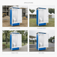 Toilettes publiques portables préfabriquées d'extérieur, à compartiment unique, design ventilé, étanches à la pluie, installation rapide, faible coût