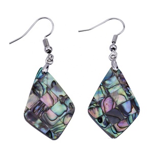 PANKOO Custom Ocean Series 925 Pendientes de gota chapados en rodio de plata esterlina Joyería de moda Concha de abulón de mar natural - Product Image 1