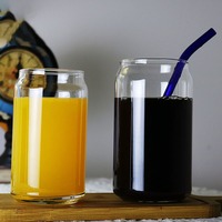 Meilleures ventes : Gobelet en verre borosilicate 12oz 16oz, type canette et tumbler, avec paille en bambou et couvercle