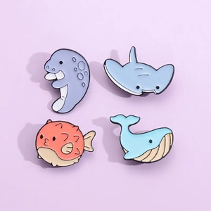Broches de Metal com Temática Marinha: Tubarão-Baleia, Golfinho, Peixe-Balão - Presente Divertido para Crianças, Joias e Acessórios de Desenho Animado - Product Image 4