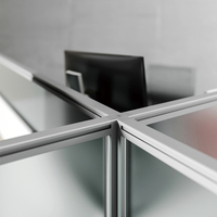 Ensemble complet de mobilier de bureau modulaire avec cloisons pour 4 postes de travail, cloisons flexibles pour postes de travail standard