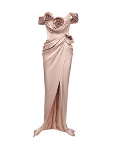 Abito da festa monospalla in raso plissettato con fiori 3D fatti a mano, sexy, a vita alta, con cinturino, sette colori, Ramadan 2026 - Product Image 5