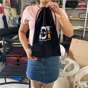Wholesale Hot Selling Custom Black Flat Soft Canvas Cotton Drawstring <b>Bag</b> Silk Screen Logo Cotton Brush Drawstring Dust <b>Bag</b> - Product Image 6