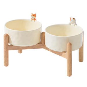 Gamelle double pour chat et chien, peinte à la main, surélevée, anti-renversement, protection du cou, forme arrondie, durable, pour usage alimentaire, vente en gros - Product Image 5
