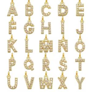 Collar de Cadena Plana con Letras Inglesas Incrustadas con Diamantes de Moda para Mujer, Collar con Colgante de 26 Letras - Product Image 1