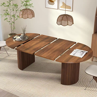 Table à manger ovale extensible haut de gamme en gros, base à piétement cannelé en MDF, finition noyer mat, fabricant de meubles sur mesure, usage cuisine