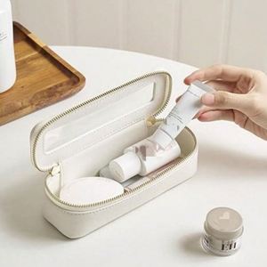 Large-Capacity PU Leather Travel Toiletry Bag Fashionable Multi-Purpose <b>Case</b> Letter Pattern Waterproof <b>Makeup</b> Tool Storage Bag - Product Image 4