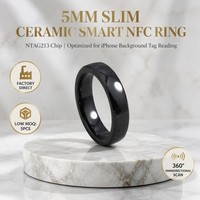 Bague intelligente en céramique noire brillante de 5 mm avec logo personnalisé, carte de visite numérique NFC NTAG213, stock d'usine pour le stockage d'informations