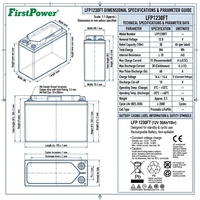 Batterie au gel sans entretien FirstPower LFP1230FT 12V haute performance, capacité 360Wh, alimentation de secours pour