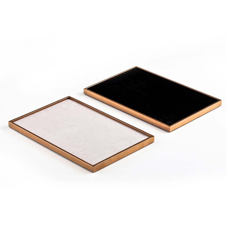 Golden Luxury Velvet & Stainless Steel Jewelry Display Tray for Store- & Light Weight — view 4