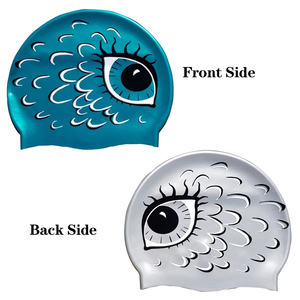 Bonnet de bain en silicone imperméable pour enfants, pour eau libre et piscine, avec logo personnalisé imprimé, 40g, vente en gros - Product Image 4