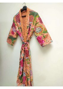 Printed Embroidered Floral Breathable <b>Kimono</b> <b>Long</b> Robe Full <b>Sleeves</b> Adult Fashion Clothing Festive Dressing Casual Wear Stylish - Product Image 3