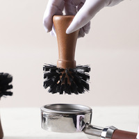 Brosse de nettoyage pour porte-filtre à café avec manche en bois, poils rigides, outil de nettoyage pour panier à expresso 54mm 58mm pour barista