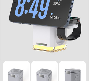 Chargeur sans fil 3 en 1 à rotation tactile, nouvelle arrivée, vente chaude, 15W, rotation automatique, magnétique, matériau PC, chargeur de montre intelligente - Product Image 6