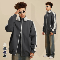 Sweatshirts à capuche décontractés à col montant avec logo personnalisé, broderie hip hop, poids lourd de 420 grammes, grande taille, pour hommes