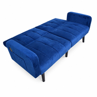 Canapé-lit convertible moderne multifonctionnel 2 places en velours avec ports USB, poches et 3 positions inclinables pour salon et chambre à coucher (petit modèle)