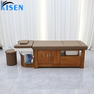 Table de massage et de soin capillaire Kisen à circulation d'eau avec vaporisateur, vente directe usine, pour salon de coiffure, avec bac à shampoing, bassin de spa pour la tête et bain de pieds - Product Image 3