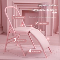 Chaise de yoga pliante domestique à tube renforcé et épaissi, surface en cuir PU métallique, pour studio de yoga et aide au yoga