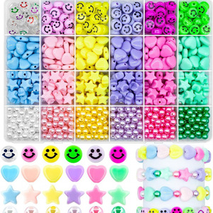 Candy Colored Acrylic Beads DIY Jewelry Making <b>Kit</b> Heart Star Smile Face Loose Beads For Crafting Bracelets Necklaces Kids Craft - Product Image 1
