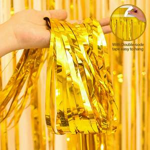 Décorations de fête d'anniversaire rose et or pour femmes avec bannière Joyeux anniversaire, rideaux, papier peint mural papillon, glands et guirlande - Product Image 6