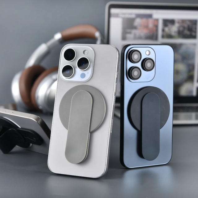 Magnetic Phone Grip Stand with Adjustable Finger Strap, Detachable Kickstand for Magnetic Cases, Portrait and Landscape Viewing