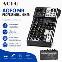 Console de mixage professionnelle 4 canaux avec égaliseur 3 bandes, DSP, réverbération, Bluetooth, USB, entrées XLR et RCA, 4 sorties stéréo pour scène, maison, karaoké et performances