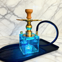 Chicha de luxe avec lumière colorée, ensemble de chicha décoratif, corps en verre de qualité supérieure, chicha élégante, design lumineux