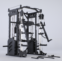 DINUO Rack de Potencia Multifuncional Todo en Uno con Smith Rack, Chest Fly, Leg Press y Sistema de Cable Cruzado con Brazos Oscilantes para Gimnasio en Casa
