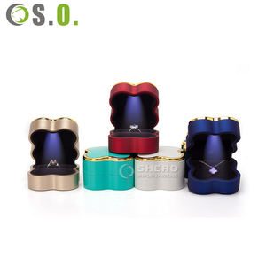 Boîte à bijoux en plastique LED personnalisée de luxe, couleur or bleu, pour collier, bracelet, bague, boucles d'oreilles - Product Image 6