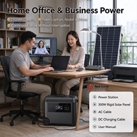 Stasiun Daya Portabel 3000W 2300Wh Generator Tenaga Surya + Kit Panel Surya Kaku 300W 18V Cadangan Daya untuk Rumah, Berkemah, RV, dan Pemadaman Listrik