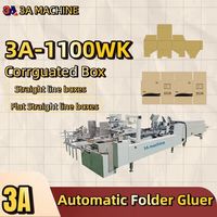 Plegadora y Encoladora Automática 3A-1100WK para Cajas Rectas de Cartón o Cartón Corrugado Tipo E